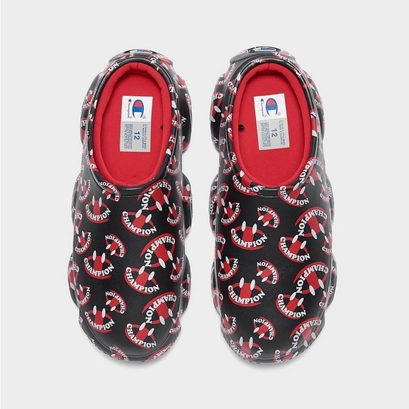 Champion Clog Shoes Mens 10 Super Meloso Smile Jersey Lined Closed Toe Black Red - Picture 5 of 6